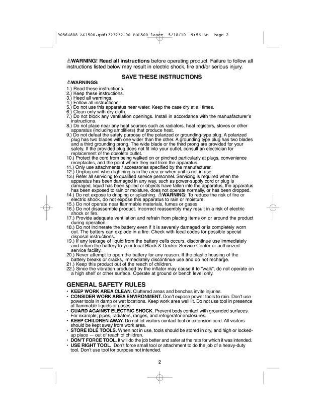 Black & Decker Air Compressor ASI500 User Guide : Free Download, Borrow,  and Streaming : Internet Archive